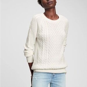 GAP Cream Cable Knit Crew Neck Sweater